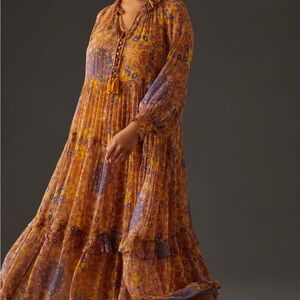 Anthropologie Marais Printed Chiffon Maxi Dress